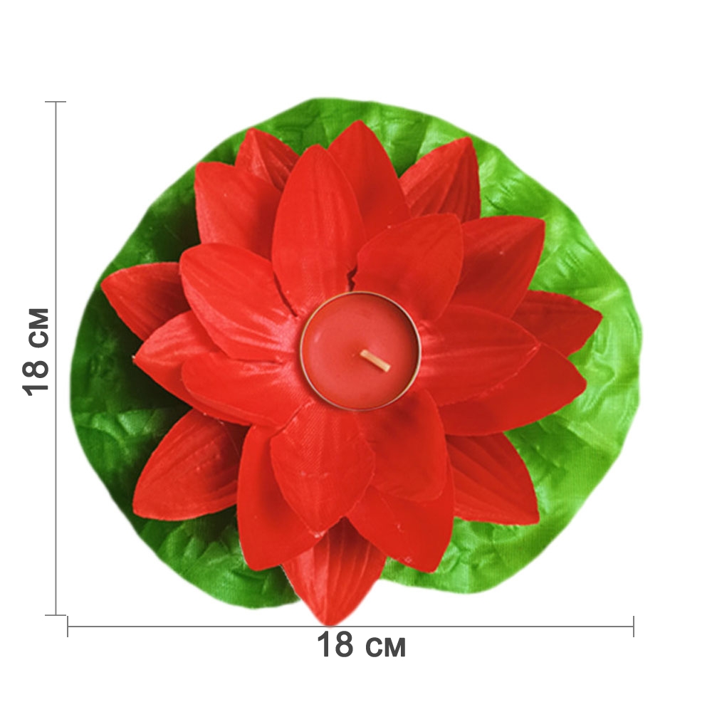 Плавающий фонарик из шелка Лотос 18х18 см красный