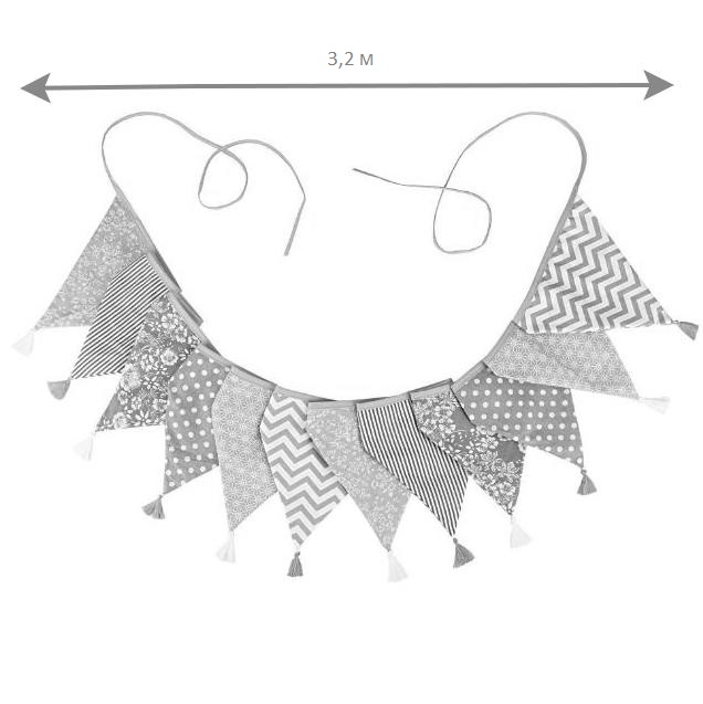 Гирлянда тканевая с кисточками № 3 (3,2 м)