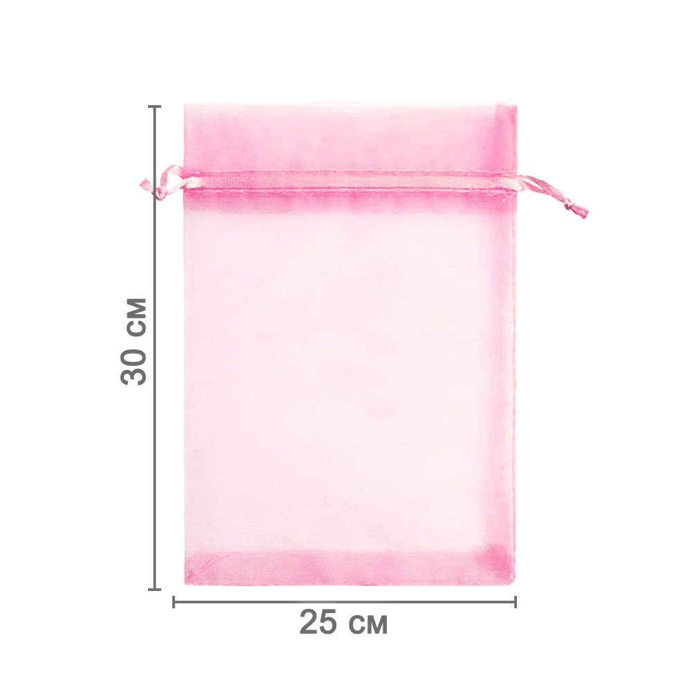 Мешочек из органзы 25 х 30 см светло-розовый 