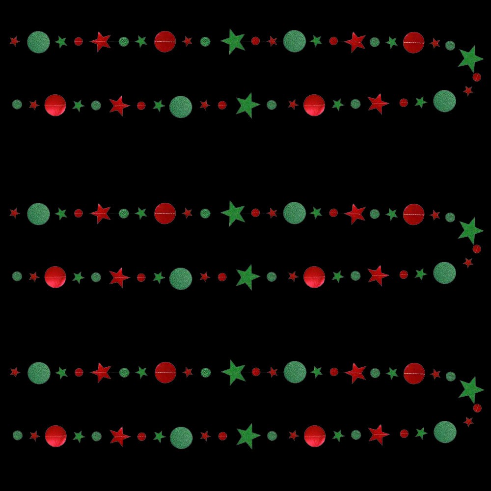 Гирлянда Звезды/Кружочки 4 м металлик Красный/ блеск Зелёный