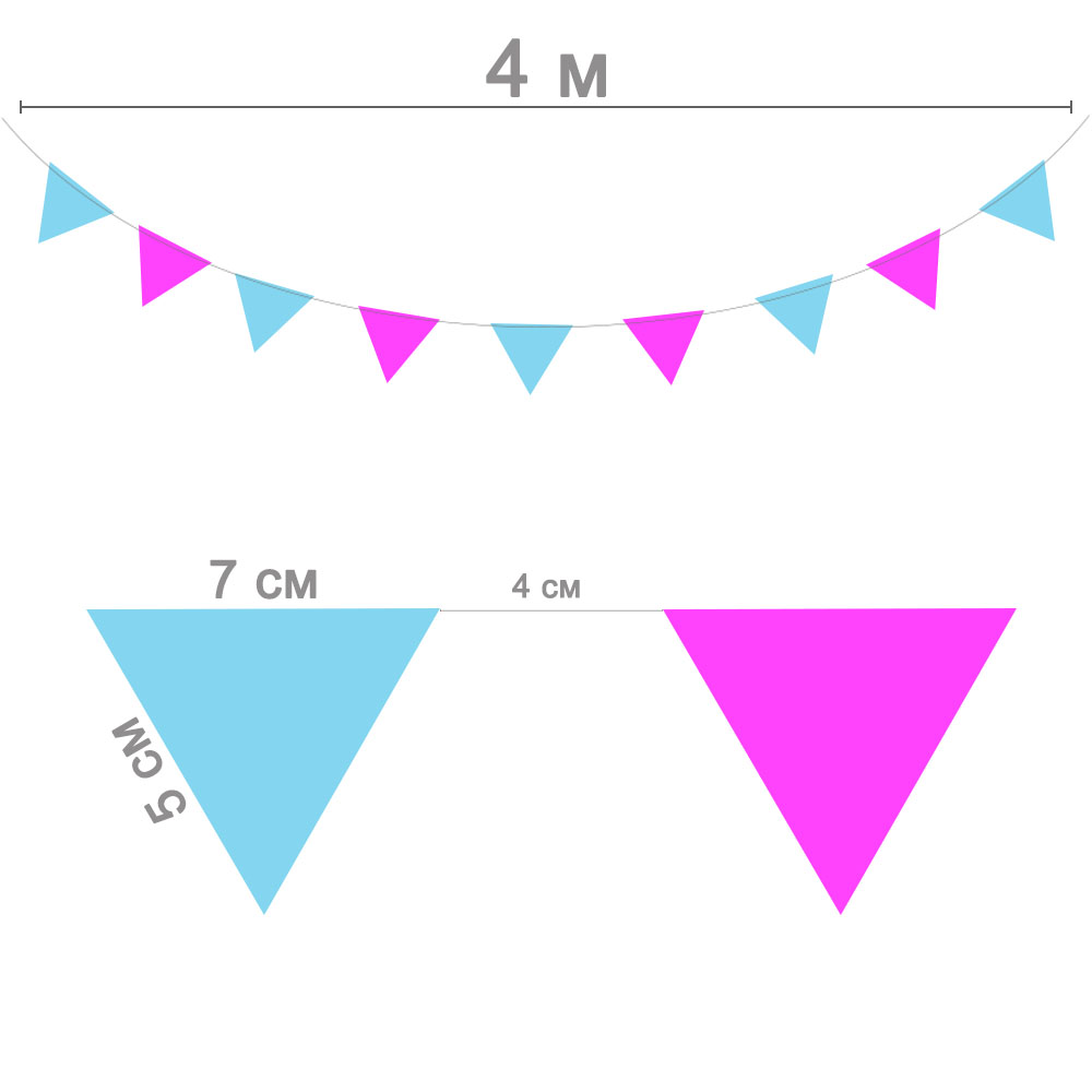 Гирлянда-вымпел № 1 разноцветная 7 х 5 см, 4 м