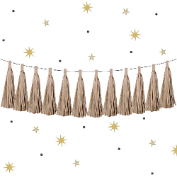 Гирлянда тассел 12 кисточек по 5 листов, латте