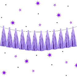 Гирлянда тассел 12 кисточек по 5 листов, светло-сиреневый