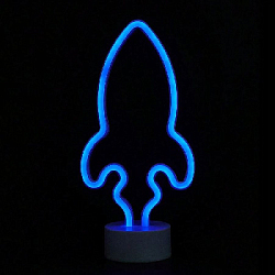 Светильник неоновый на подставке "Ракета"  30 х 15 см, от батареек, синий