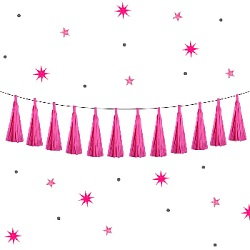 Гирлянда тассел 12 кисточек по 5 листов, малиновый